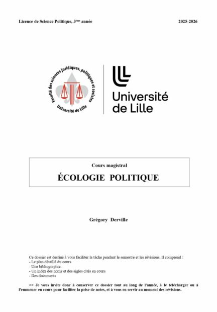 Cours « Écologie politique » (L3 science politique)